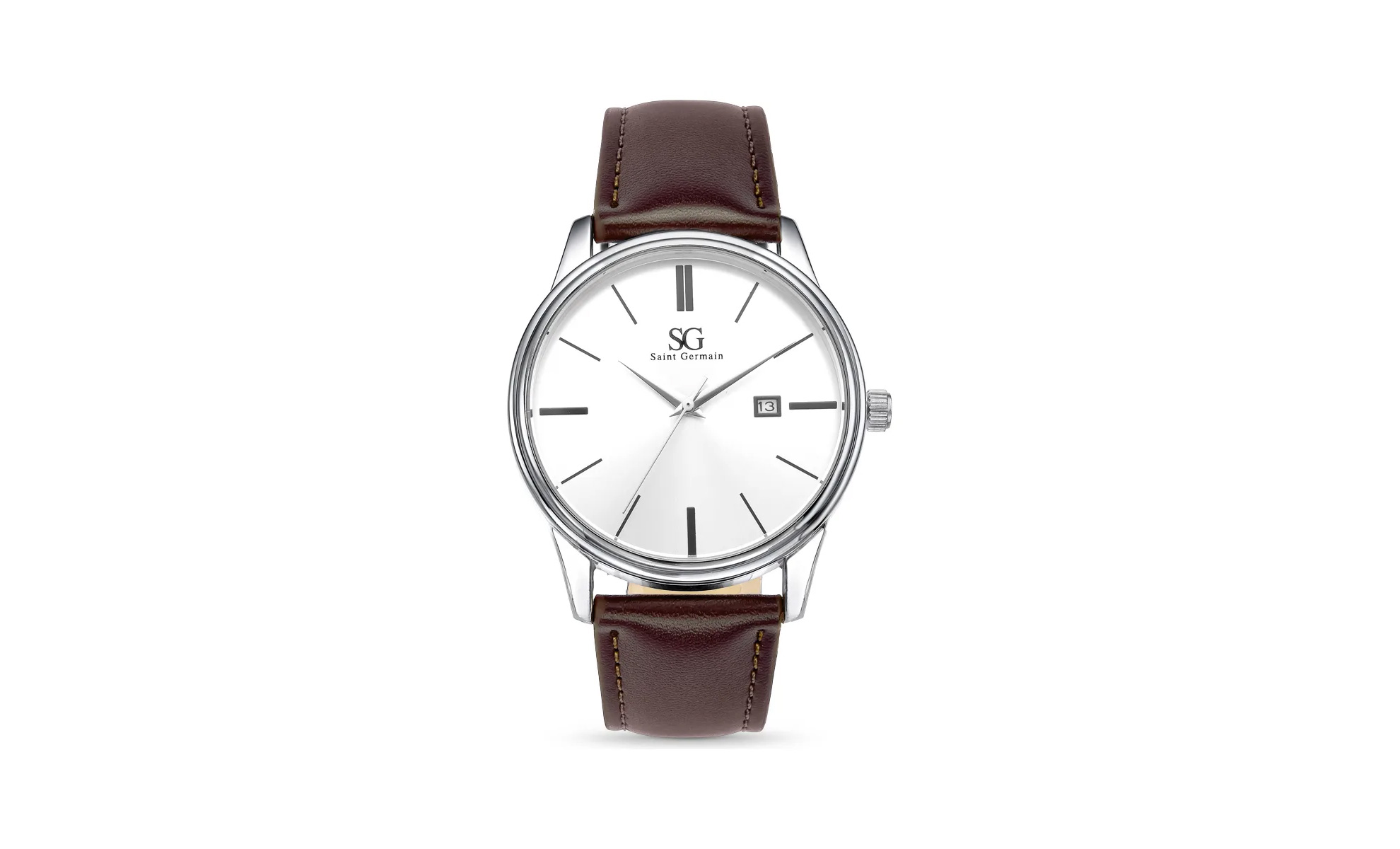 Relógio Masculino Saint Germain Correia Couro Marrom 42mm — presente namorado Dia dos Namorados